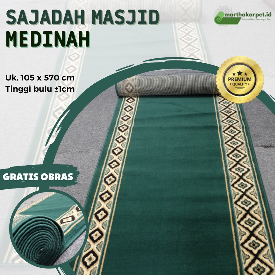 MEDINAH SAJADAH ROLL 105x570cm GREEN MASJID RUNNER