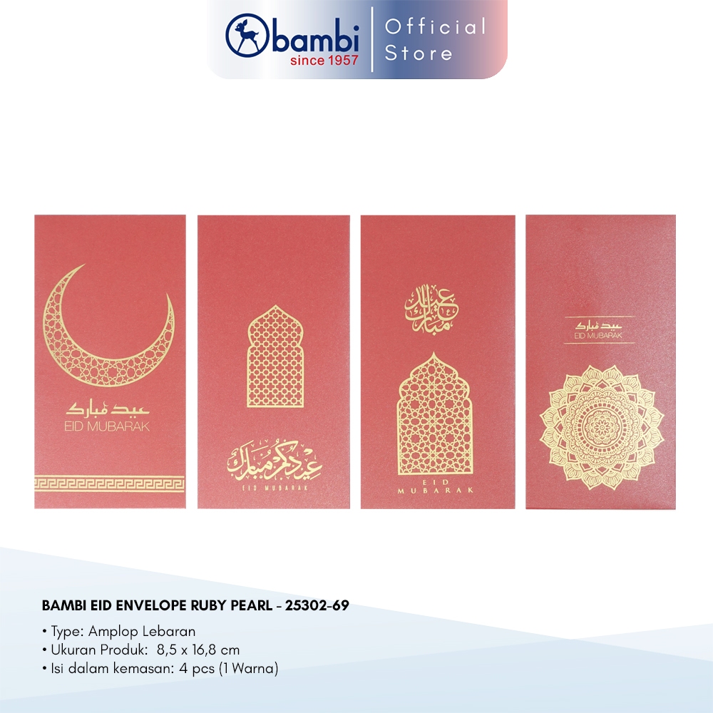 

Bambi Amplop Lebaran isi 4 Pcs Eid Envelope Ruby Pearl Original
