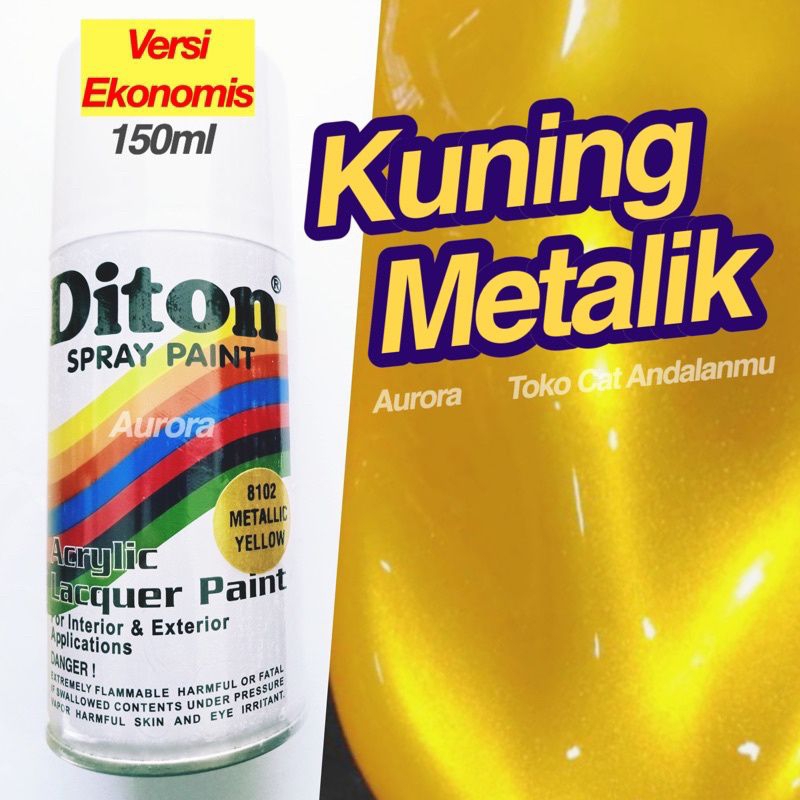 Pilok Diton Metallic Yellow 8102 Kuning Metalik 150ml | Cat Semprot Sepeda Motor Mobil