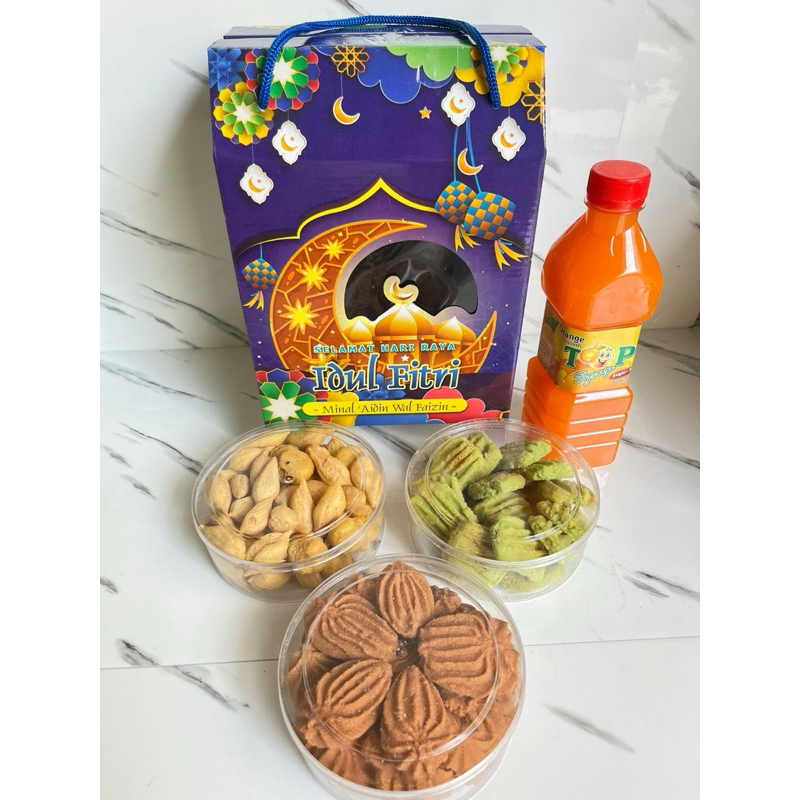 

Hampers lebaran/ paket kue lebaran 3 toples + 1 sirup merek Yes