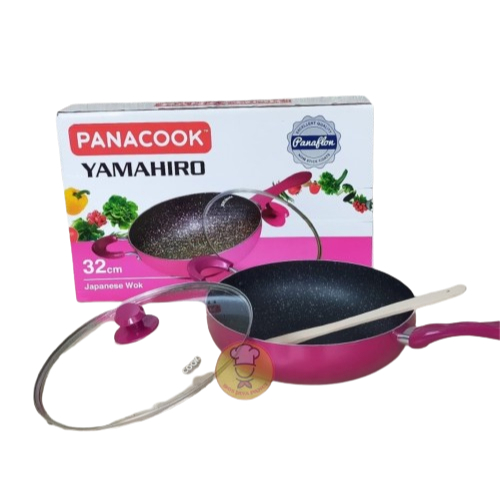 PANACOOK YAMAHIRO JAPENES WOK  FREE BABLE, WAJAN PENGGORENGAN, TEPLON YAMAHIRO TUTUP KACA, Wajan Ant