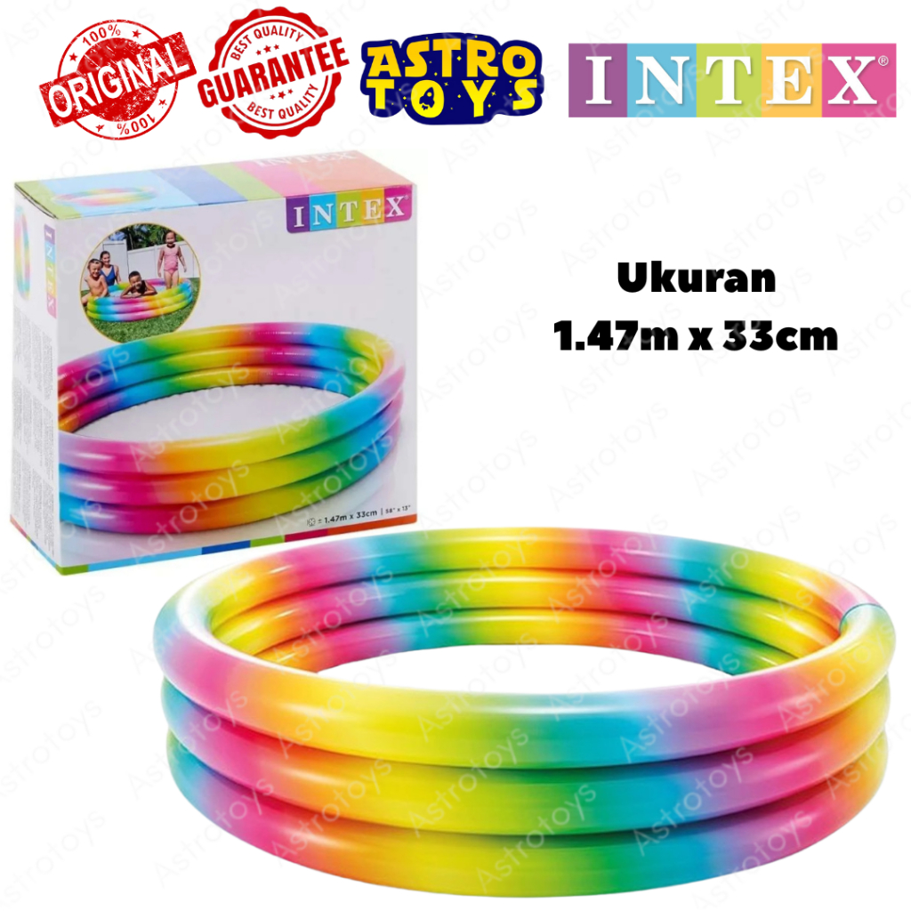 Kolam Renang Anak Intex Jumbo Pelangi 147x33cm – Kolam Tiup untuk Berenang Anak Bulat Mainan Outdoor