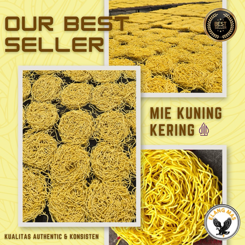 Suksesmoro_ Mie Kuning Kering Tipe Biasa (1Kg) Asli Padang Merek Elang Mas