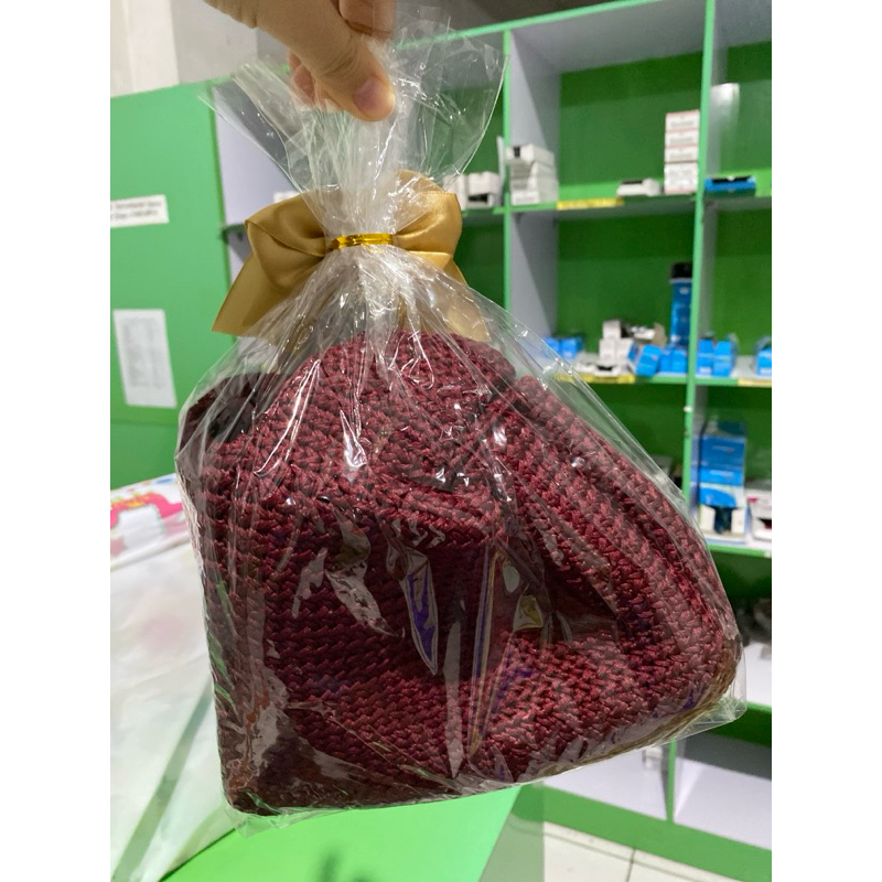 tas rajut gelas akrilik set