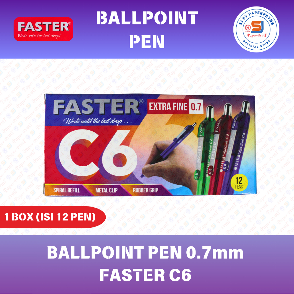 

BALLPOINT PEN 0.7mm FASTER C6 (1 BOX ISI 12 PEN)