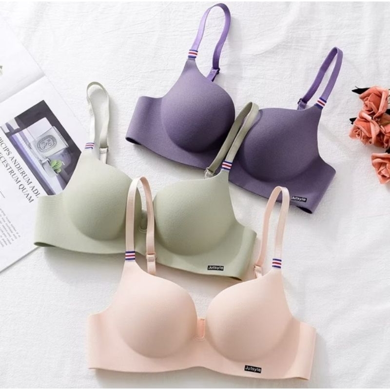 Sport BH Wanita BRA Push Up Tanpa Kawat Seamless Jutsyle Pengait 3 tali Nyaman Busa Tebal Premium Ca