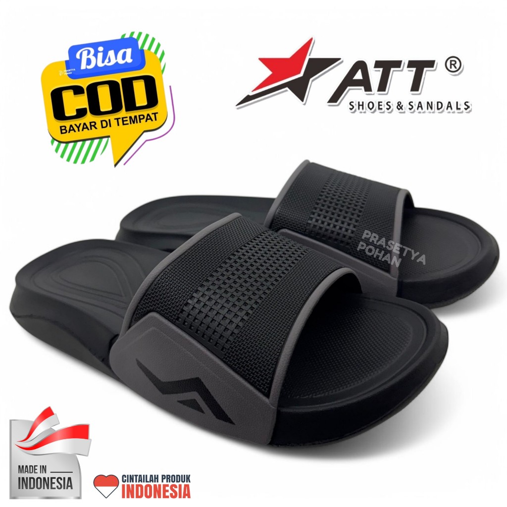 Sandal Pria Anti Air New Era VIII 014 - Sendal Slop Casual Pria Hitam Abu