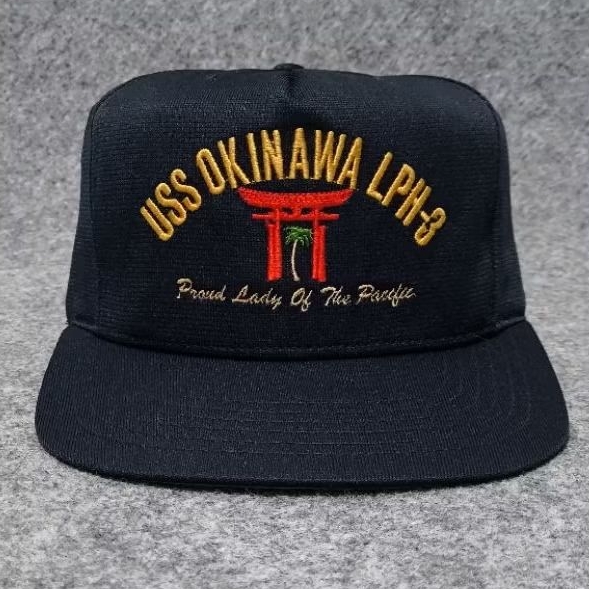 Vintage USS OKINAWA LPH-3 Snapback Hat By CALIFORNIA HEADWEAR MADE IN USA