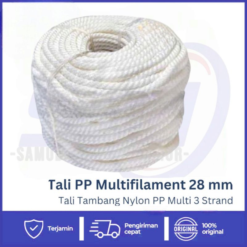 

Tali Tambang Nilon PP Multifilament 28 mm (+/-) 220 Meter 3 Strand Polypropylene Nylon Multi KINGROPE