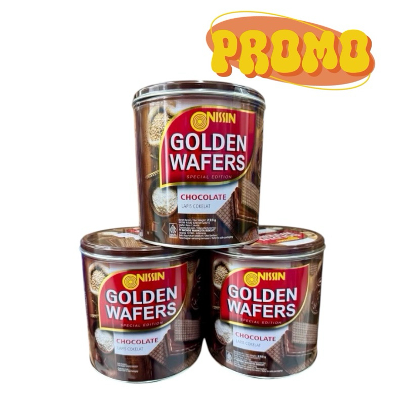 

PROMO Nissin Golden Wafers Chocolate Kaleng 233gr x 1kaleng