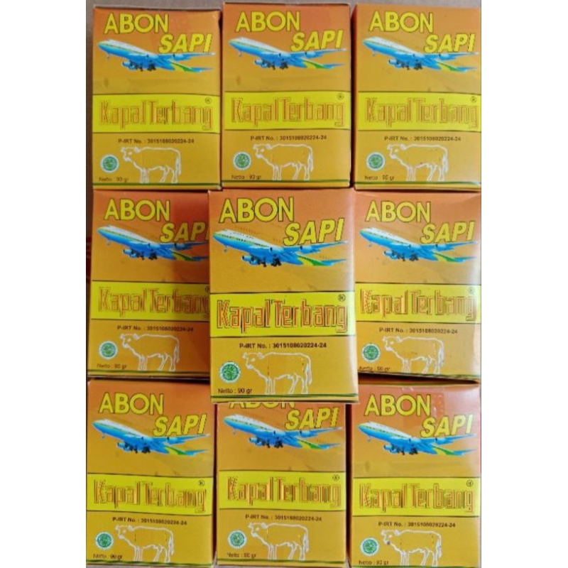 

Abon Sapi Legendadis Cap Kapal Terbang 90gr 1 pack isi 10 dus