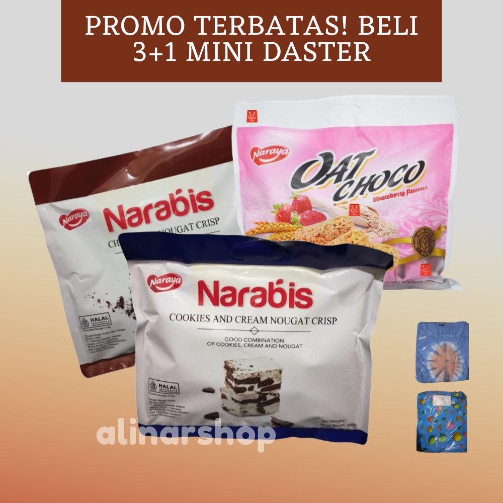 

Narabis Nougat By Naraya. Promo Bundle! Isi 3 Narabis Nougat dan Naraya Oat Gratis 1 Mini Daster