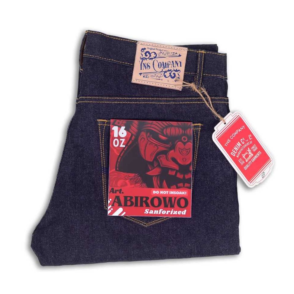 KODE T36B YNS COMPANY  Art Abirowo 16 Oz  Celana Jeans Pria Raw Selvedge Accent Deep Indigo