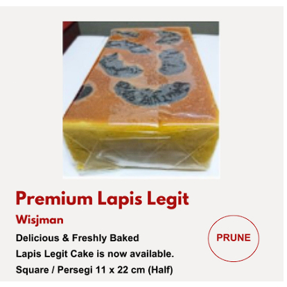 

Premium Lapis Legit Wisjman Prune Persegi (11x22cm) / Half