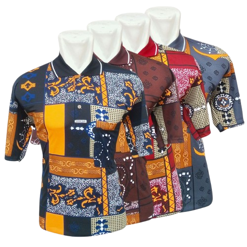 Kaos Kerah Pria Lengan Pendek Motif Batik Code03 Baju Krah Polo Shirt Dewasa