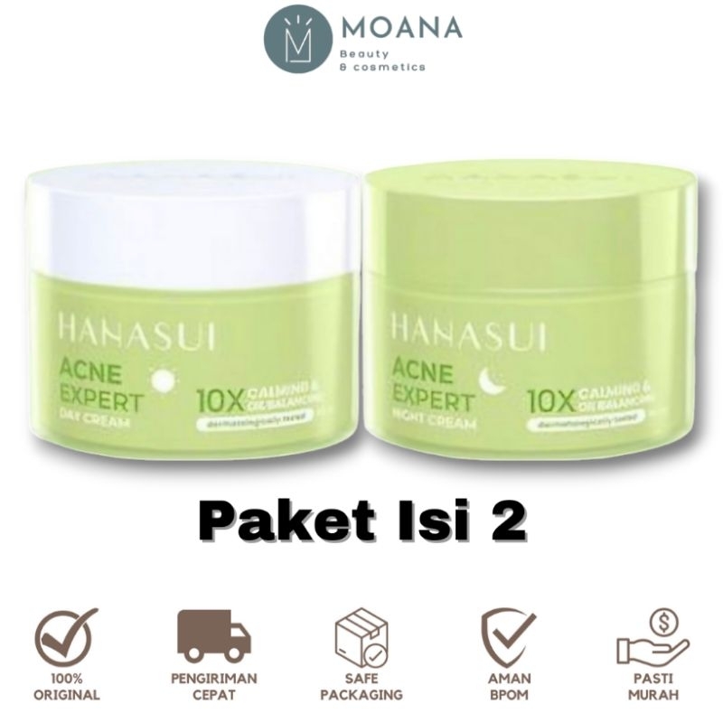 [ISI 2] Hanasui Acne Expert Series | Day Cream + Night Cream | Perawatan Cream Jerawat Mencerahkan G