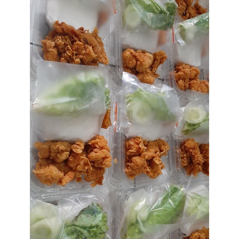 

Paket Nasi Box Ayam Popcorn + Sambal + Lalapan