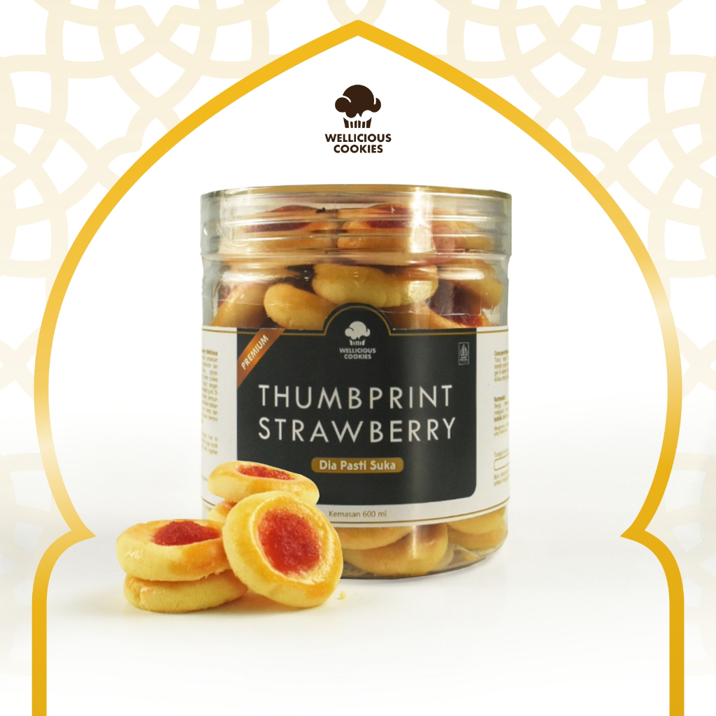 

Kue Kering Thumbprint Strawberry Premium Hampers, Hantaran, Hadiah Hari Raya Toples Tabung 600 ml
