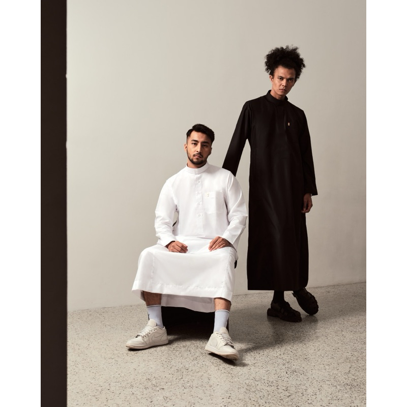 THOBE AL HARAM SLIMFIT Premium Baju Gamis Pria Jubbah  Hitam Polos Putih Thobes Limited Edition Cuff