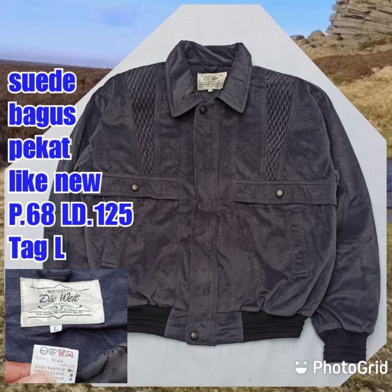 jaket work kerja casual bomber Harrington vintage suede die welt