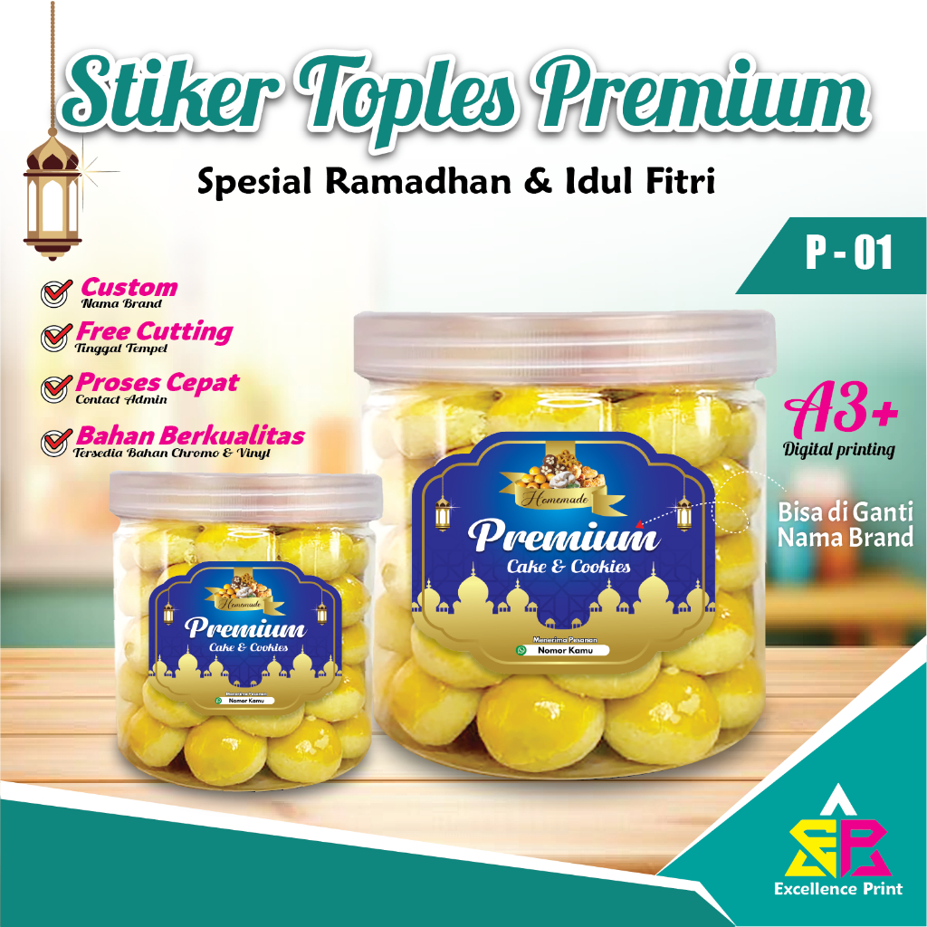 

Stiker toples tabung Premium / stiker label toples tabung custom /Stiker toples tabung idul fitri