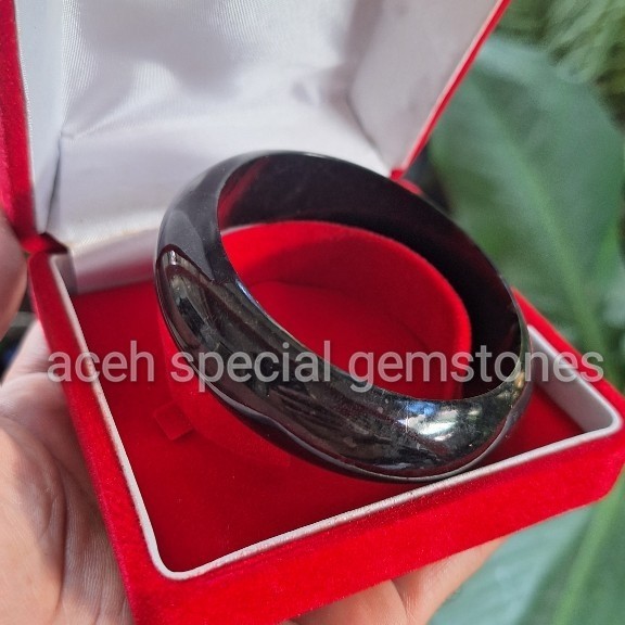 gelang bangle batu giok hitam black jade terbaik, bisa custom, asli aceh, bukan giok china