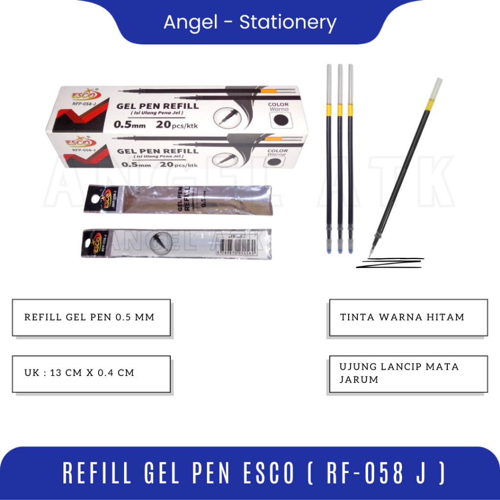 

( Isi 20 Pcs ) Isi Ulang Pulpen / Warna Hitam / Refill Pulpen Gel / Tinta Anti Macet / Alat Tulis Bolpoin / Peralatan Kantor / COD / Atk Blessing