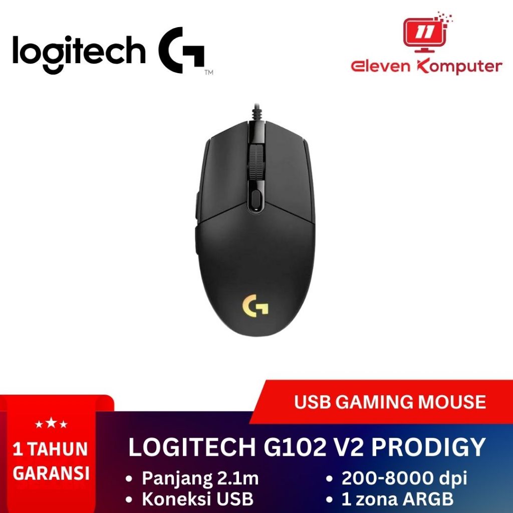 Mouse Gaming Logitech G102 Macro Lightsync - Black