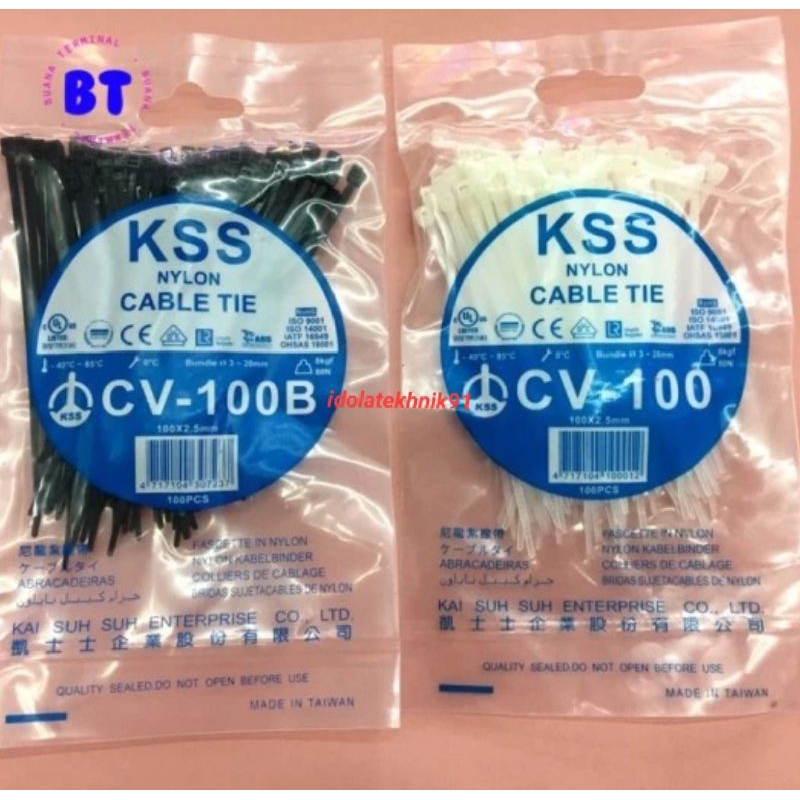 

Kabel Ties merk KSS Tipe CV 100 Ukuran 100 x 2,5 mm Tali Ties KSS