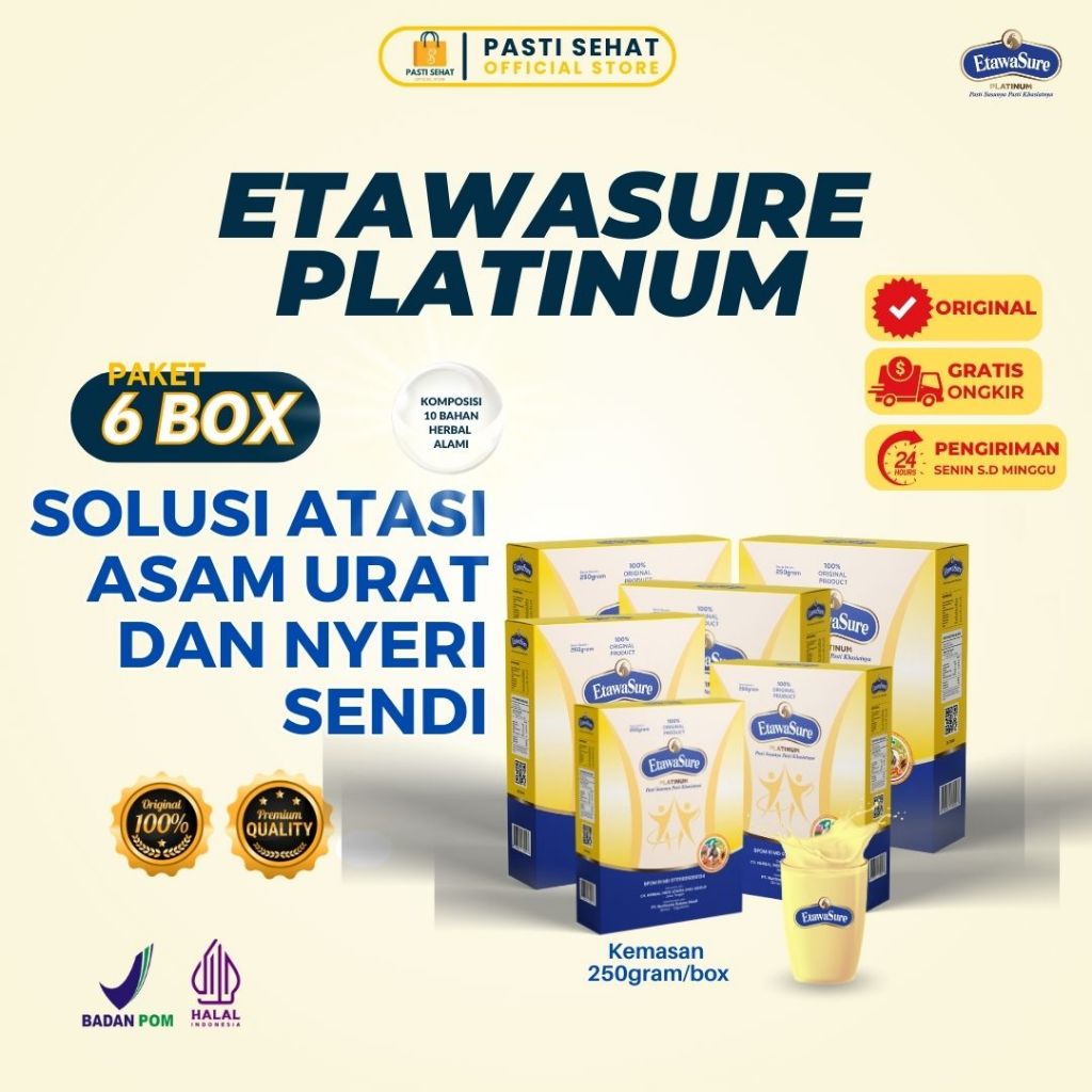 

PAKET 6 BOX ETAWASURE susu kambing etawa untuk atasi masalah tulang dan persendian
