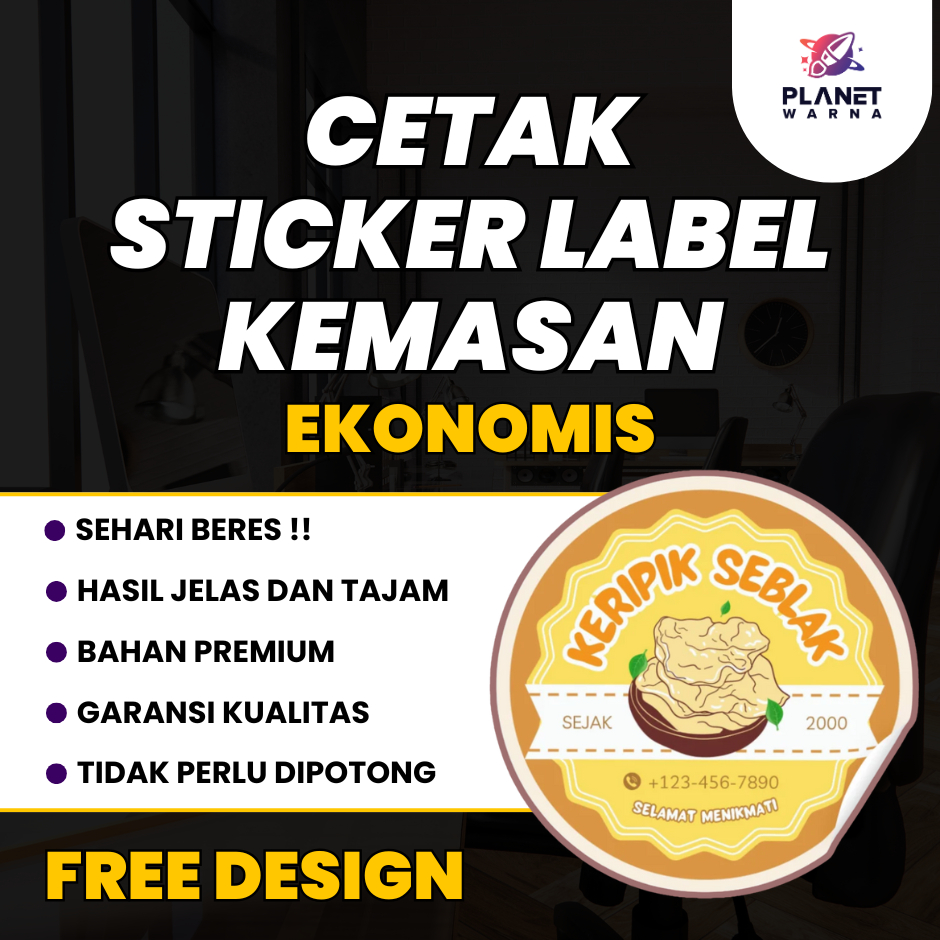 

Stiker Label Kemasan Makanan A3+ Cut Sesuai Pola