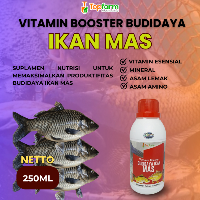 Vitamin Booster Budidaya Ikan Mas 250ml/ Vitamin Ikan Mas/ Vitamin Ternak Ikan Mas/ Vitamin Ikan Mas