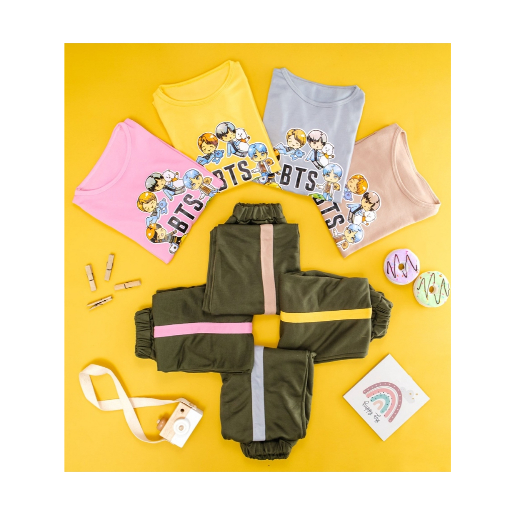 Setelan Baju Anak Perempuan Baju BTS Kaos BTS Viral Setelan Celana Anak Perempuan Setelan Olahraga A