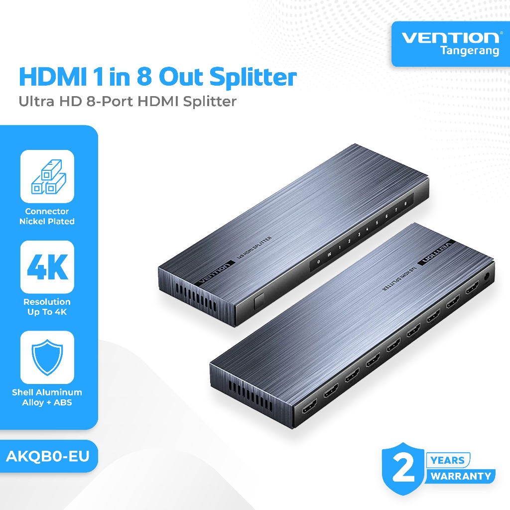 Vention HDMI Splitter Duplicate Screen 1 in 8 Out High Quality 4K 30hz Full HD Metal - AKQB0-EU