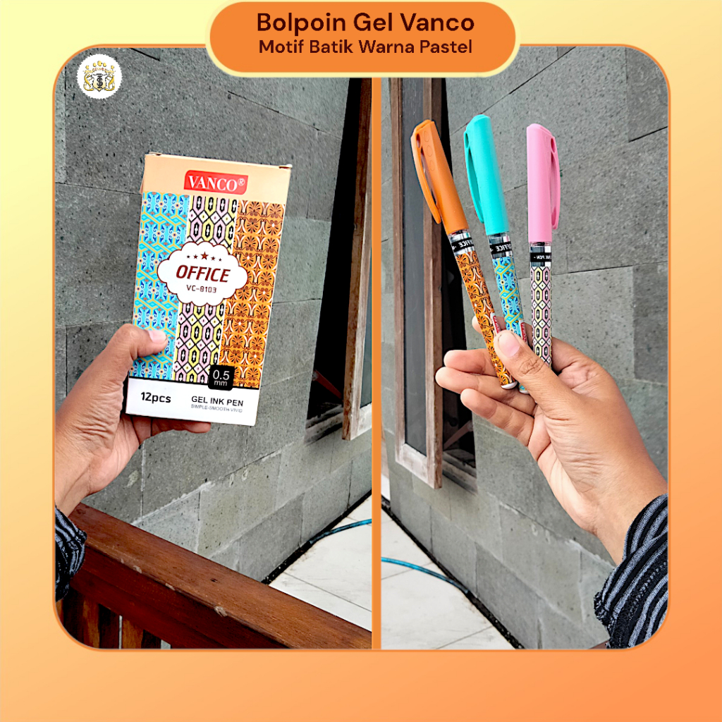 

Pulpen / Bolpoin Gel Vanco VC-8102 0,5 mm Hitam Motif Batik warna warni