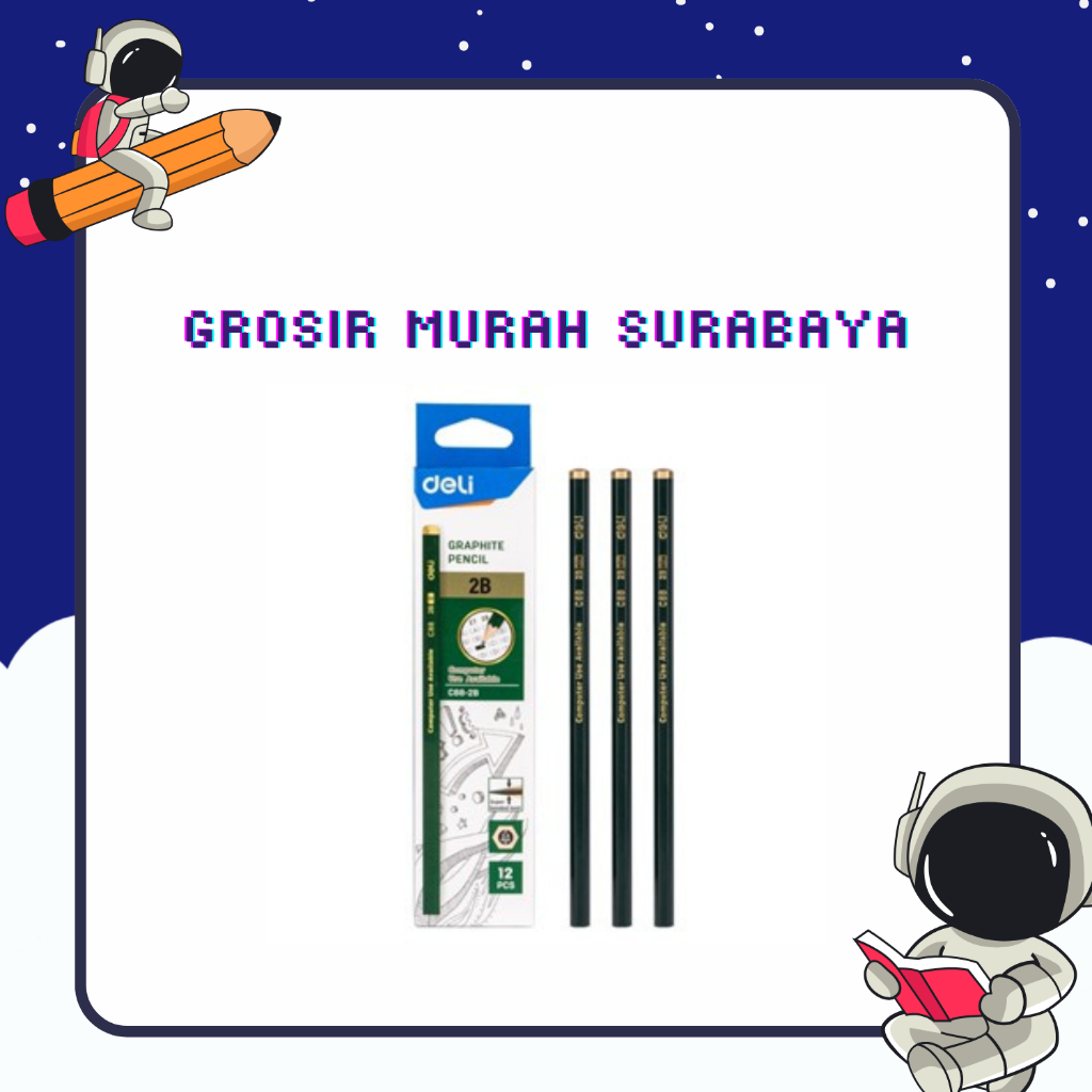 

Deli Graphite Pencil / Pensil Kayu 2B 1 Pack Isi 12pcs Kualitas Bagus EC88-2B