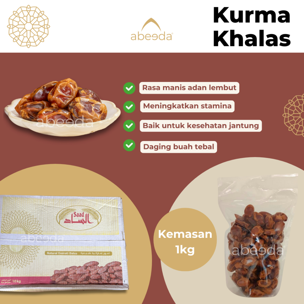 

Kurma Khalas Saad Manis Original Premium 1kg