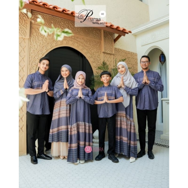 Baju Lebaran Keluarga Muslim / Sarimbit Lebaran 2025 Purna Family Set Zizara / Family Set Keluarga