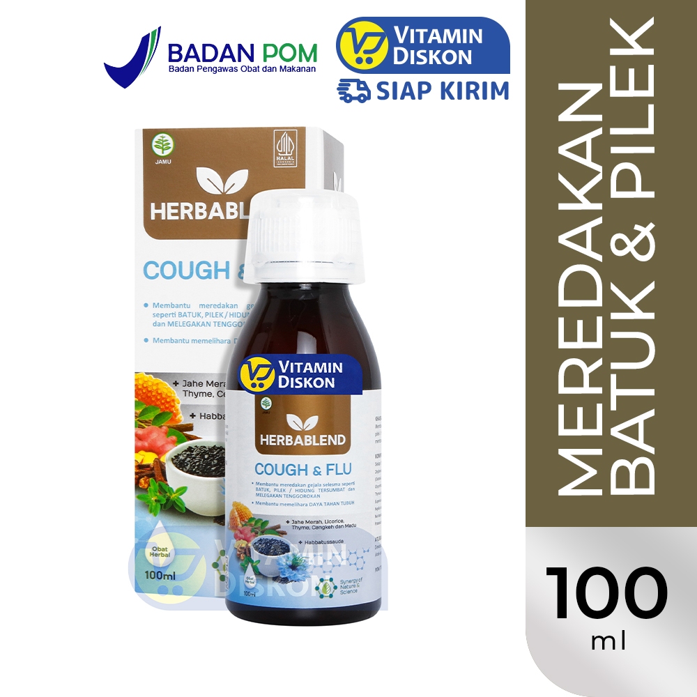 HERBABLEND COUGH AND FLU - 100ML | Obat Batuk, Pilek, dan Melegakan Tenggorokan, Habbatussauda