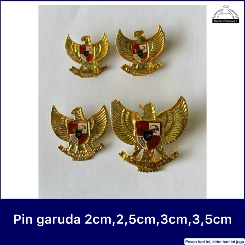Pin Garuda Kuningan Emas Kecil Besar | Pin Bros Peci Paskibra Garuda/pramukaaxe