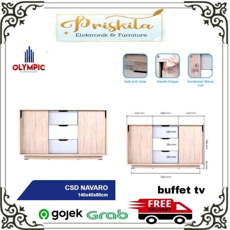 buffet tv OLYMPIC / buffet tv CSD NAVARO / rak tv minimalis/ furniture Palembang