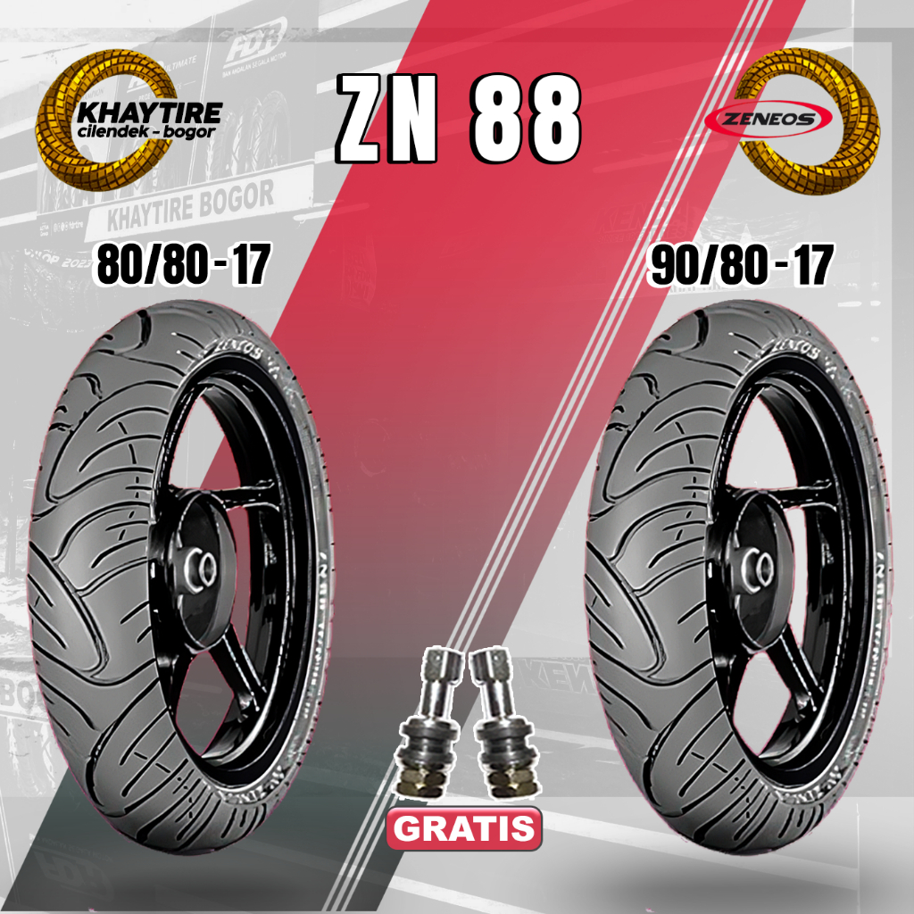 Sepasang Ban Motor ZENEOS ZN88 80/80 & 90/80-17 Tubeless