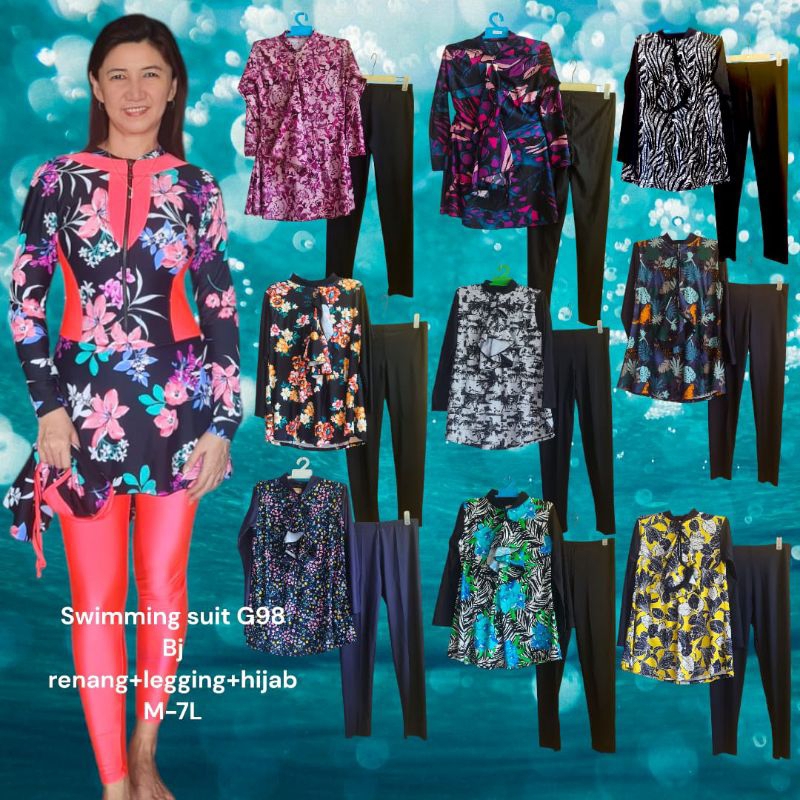 stelan baju renang wanita hijab sz 3L-7L sz remaja/dewasa baju renang cewek dewasa baju renang wanit