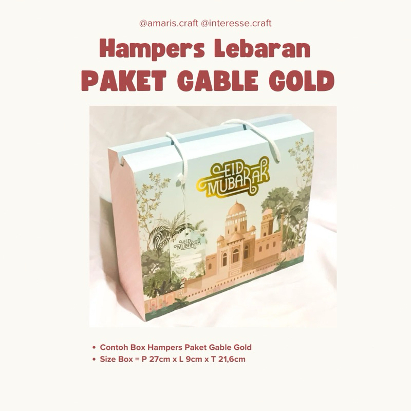 

Hampers / Parcel Lebaran Idul Fitri Premium di Kota Palembang, Paket gable gold ada pegangan. Isi sajadah, tasbih digital, buku dzikir, amplop thr, dan lainnya