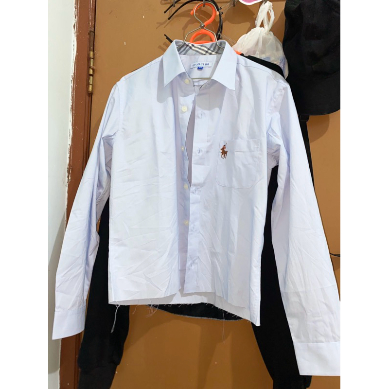 kemeja sky blue crop