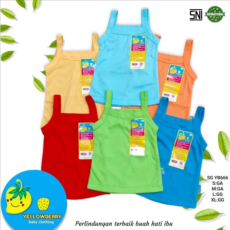 Kamisol YB 666 anak Singlet Tengtop yellowberry ISI 3 biji