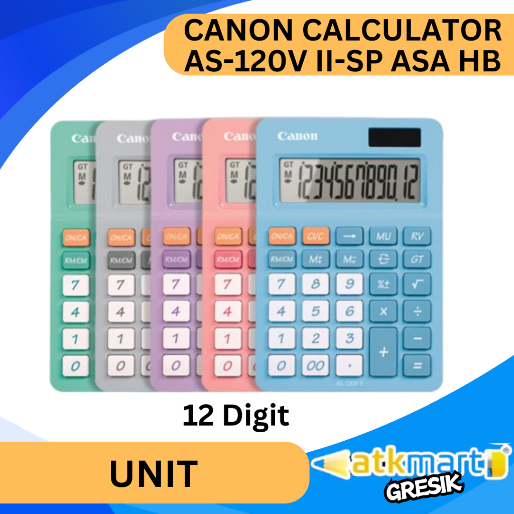 

CANON CALCULATOR AS-120V II-SP ASA HB WARNA / KALKULATOR WARNA ESTETIK