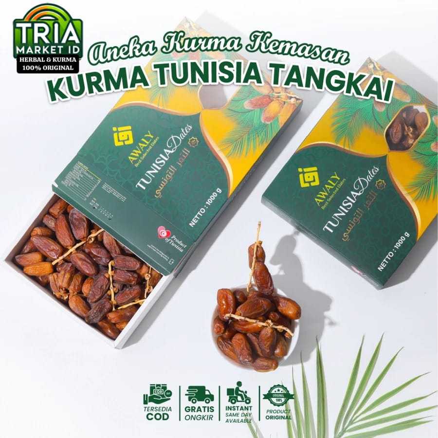 

Awaly Kurma Tunis Tangkai 1 Kg Premium Deglet Noor Original Tunisia High Quality