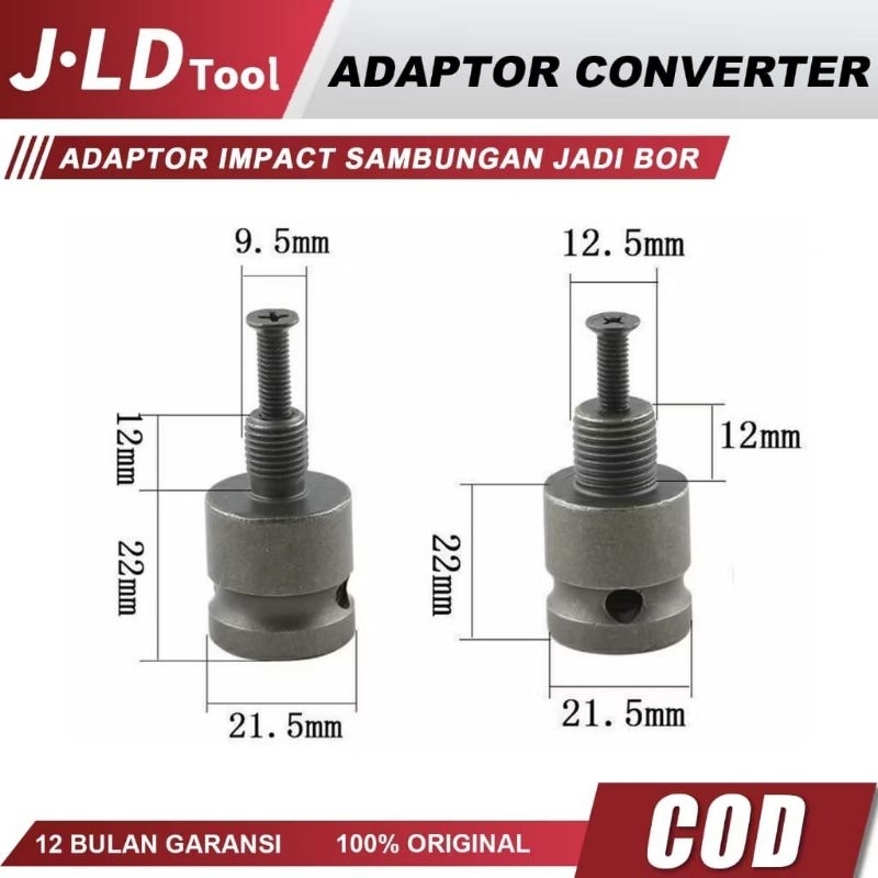 Adaptor impact 1/2" ke kepala bor 10mm 3/8"x24UNF