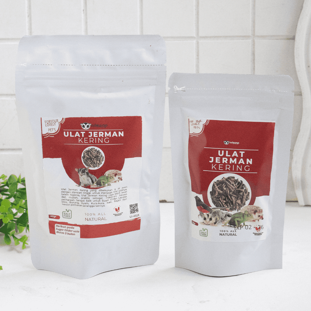 ADEWAP GLIDER Ulat Jerman Kering Dried Super Worm Cemilan Sugar Glider - 40gr